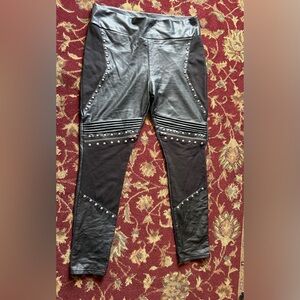 Killstar Black faux Leather Pants with Studded rivet Accents